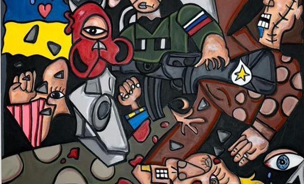 Pintor de 10 años revive horror del «Guernica» en Ucrania y dona recaudación