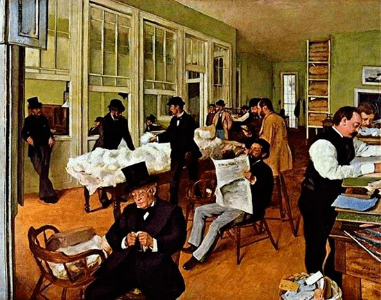 «Oficina de algodón en New Orleans» de E. Degas: raíz de la instantánea periodística