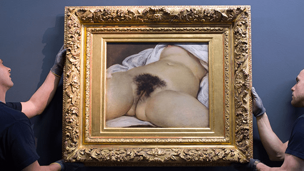 Rayan con pintura roja el cuadro «El origen del mundo» de Courbet en museo francés