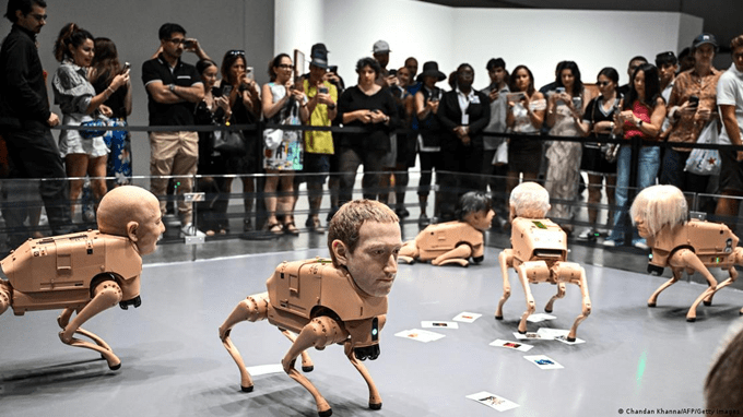 Perros robóticos con rostros de Musk y Warhol, entre otros, causan revuelo en Art Basel